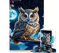 Rompecabezas difícil Búho bajo la luz de la Luna para Adultos, 1000 Piezas, Juego Inteligente para el hogar, Disfruta del Montaje de la Imagen, Regalo Festivo (38x26cm)