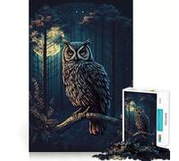 Rompecabezas difícil Búho en el Bosque Nocturno para Adultos, 1000 Piezas, estimula la Memoria, Juego Relajante, Corte Premium, (38x26cm)