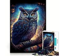 Rompecabezas difícil Búho Vigilante Nocturno para Adultos, 1000 Piezas, estimula la Memoria, Juego Relajante, Corte Premium, (50x75cm)