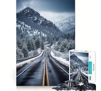 Rompecabezas difícil Camino de montaña nevado para Adultos, 1000 Piezas Mejora la Memoria, relaja la Mente, Bordes Afilados, Regalo Elegante (38x52cm)