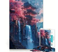 Rompecabezas difícil Cascada Sakura para Adultos 1000 Piezas Recall Boost Quiet Calm Smooth Cut Classic Gift (50x75cm)