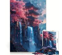 Rompecabezas difícil Cascada Sakura para Adultos 1000 Piezas Recall Boost Quiet Calm Smooth Cut Classic Gift (50x75cm)