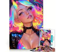 Rompecabezas difícil Chica Demonio Arcoíris para Adultos, 1000 Piezas, Juguete de lógica Pura, Actividad para el hogar, Corte Limpio, Regalo Encantador (38x52cm)