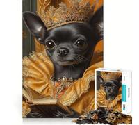 Rompecabezas difícil Chihuahua Real en Elegancia Dorada para Adultos, 1000 Piezas, Juguete Intelectual, Tiempo Acogedor, Corte de Calidad, (38x26cm)