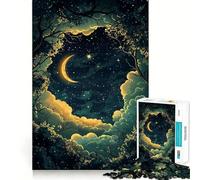 Rompecabezas difícil Cielo Nocturno con Luna Creciente para Adultos, 1000 Piezas, Juego Inteligente para el hogar, Disfruta del Montaje de la Imagen, Regalo Festivo (38x52cm)