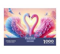 Rompecabezas Difícil Cisne 1000 Piezas - Cisne Flamenco Corazón, Regalo para Adultos, Decoración Pared 52x38cm