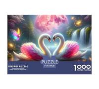 Rompecabezas Difícil Cisne 1000 Piezas - Cisne Luna Amor, Adultos, Decoración Pared, Juego Educativo 38x26cm