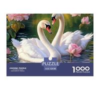 Rompecabezas Difícil Cisne 1000 Piezas - Cisne Rosa Rosa Lago, Decoración Pared Adultos Niños 52x38cm