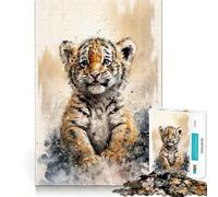 Rompecabezas difícil con Dibujo de Tigre en Acuarela para Adultos, 1000 Piezas, Recuerdo Mejorado, Suave, Relajante, Corte Claro, 50x75cm