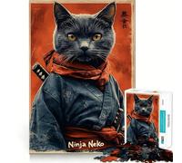 Rompecabezas difícil con Forma de póster de Gato Ninja para Adultos, 1000 Piezas, Juguete de lógica sólida, Simple y Divertido, Corte de precisión, (38x26cm)