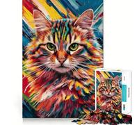 Rompecabezas difícil con Retrato de Gato arcoíris para Adultos, 1000 Piezas, Mejora la Memoria, relaja la Mente, Bordes Afilados, Regalo Elegante (38x26cm)