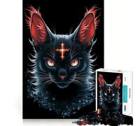 Rompecabezas difícil con Retrato de Gato Negro místico para Adultos, 1000 Piezas, Think Toy, diversión Tranquila, Corte Limpio, Pieza de Arte Fino (50x75cm)