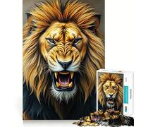 Rompecabezas difícil con Retrato de león rugiente al óleo para Adultos, 1000 Piezas, Juguete de lógica Pura, Actividad para el hogar, Corte Limpio, Bonito Regalo (50x75cm)