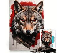 Rompecabezas difícil con Retrato de Lobo Rojo para Adultos, 1000 Piezas, Juego de Habilidad, Tiempo en Familia, Arte de Corte preciso, Coleccionable (50x75cm)