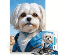 Rompecabezas difícil con Retrato de Perro maltés Real para Adultos, 1000 Piezas, Juego de Habilidad, Tiempo en Familia, Arte de Corte preciso, Coleccionable (50x75cm)