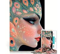 Rompecabezas difícil con Retrato de Pluma de Pavo Real para Adultos, 1000 Piezas, Juguete de lógica Resistente, Tiempo de Calidad, Bordes Transparentes, Regalo Ideal (50x75cm)