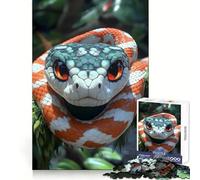 Rompecabezas difícil con Retrato de Serpiente Naranja y Blanca para Adultos, 1000 Piezas, con Sistema de Memoria, fácil de armar, Ideal para el Ocio y como Regalo artístico (38x26cm)