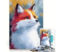 Rompecabezas difícil con Retrato de Zorro Rojo para Adultos, 1000 Piezas Mejora la Memoria, relaja la Mente, Bordes Afilados, Regalo Elegante (38x26cm)
