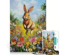 Rompecabezas difícil Conejo en un Campo de Flores para Adultos, 1000 Piezas Mejora la Memoria, relaja la Mente, Bordes Afilados, Regalo Elegante (38x26cm)