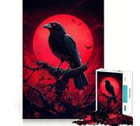 Rompecabezas difícil Cuervo bajo la Luna de Sangre para Adultos, 1000 Piezas Mejora la Memoria, relaja la Mente, Bordes Afilados, Regalo Elegante (38x26cm)
