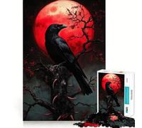 Rompecabezas difícil Cuervo bajo la Luna de Sangre para Adultos, 1000 Piezas, Rompecabezas Mental, Arte Relajante, (38x26cm)