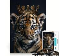 Rompecabezas difícil de 1000 Piezas con diseño de Tigre, Animal Adorable y Rey, para Adultos Mejora la Memoria, Calma y Escape Bordes Ajustados 38x52cm