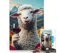 Rompecabezas difícil de 1000 Piezas con diseño Divertido de Oveja con Vino, Ideal para Adultos Juguete de lógica Corte de precisión Sorpresa cálida 50x75cm