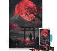 Rompecabezas difícil de 1000 Piezas con Puerta Torii de la Luna Roja Fuji para Adultos Juguete Intelectual Tiempo de Ocio Acogedor Corte de Calidad (38x52cm)