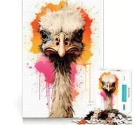 Rompecabezas difícil de 1000 Piezas con Retrato de Avestruz para Adultos, fácil de armar, Ideal para el Ocio Regalo artístico (38x52cm)
