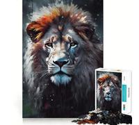 Rompecabezas difícil de 1000 Piezas con Retrato de león Pintado al óleo para Adultos, fácil de armar, Ideal para el Ocio y como Regalo artístico (38x26cm)