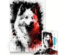 Rompecabezas difícil de 1000 Piezas con Retrato de Perro Samoyedo para Adultos Juguete de Habilidad para Toda la Familia Arte Coleccionable de Corte preciso (38x26cm)