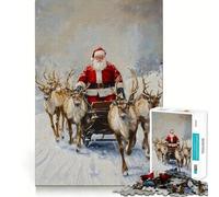 Rompecabezas difícil de 1000 Piezas de Trineo de Renos de Papá Noel para Adultos Juguete Intelectual Tiempo Acogedor Corte de Calidad (38x26cm)