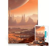 Rompecabezas difícil de 1000 Piezas Paisaje Urbano de Marte, Planeta Rojo para Adultos Juguete de Habilidad para Toda la Familia Diseño de Corte preciso Objeto de colección (38x52cm)