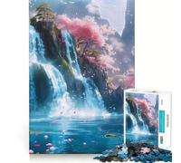 Rompecabezas difícil de árboles de Cerezo y Cascada para Adultos, 1000 Piezas, Juego de Habilidad, Tiempo en Familia, Arte de Corte preciso, Coleccionable (38x52cm)