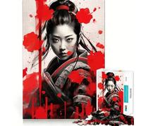 Rompecabezas difícil de Arte japonés de una Chica samurái para Adultos, 1000 Piezas, Juego de Habilidad, Tiempo en Familia, Arte de Corte preciso, Coleccionable (38x26cm)