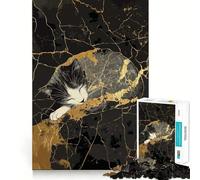 Rompecabezas difícil de Arte Kintsugi de Gato durmiendo para Adultos, 1000 Piezas, Juguete de lógica, vínculo Familiar, Corte de precisión, cálida Sorpresa 38x26cm