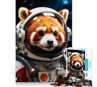 Rompecabezas difícil de Astronauta Panda Rojo para Adultos, 1000 Piezas, Juguete de lógica Fina, Divertido y Tranquilo, con Bordes limpios, Regalo Original (38x26cm)