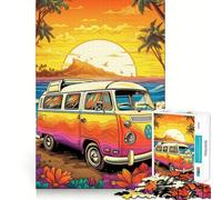 Rompecabezas difícil de autobús VW Retro para Viajes a la Playa para Adultos, 1000 Piezas, Juguete de lógica Fina, diversión Tranquila, Bordes limpios, Regalo considerado (50x75cm)