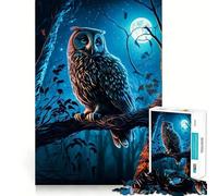 Rompecabezas difícil de búho Nocturno y Luna para Adultos, 1000 Piezas, estimula la Memoria, Juego Relajante, Corte Premium, (50x75cm)