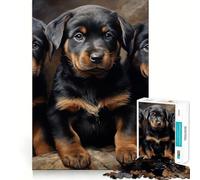 Rompecabezas difícil de Cachorros Rottweiler para Adultos, 1000 Piezas, Juego de Habilidad, Tiempo en Familia, Arte de Corte preciso, Coleccionable (38x26cm)
