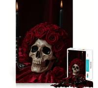 Rompecabezas difícil de Calavera con Rosas y Velas para Adultos, 1000 Piezas, Juguete de lógica, vínculo Familiar, Corte de precisión, cálida Sorpresa 38x26cm