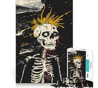 Rompecabezas difícil de Calavera Punk para Adultos, 1000 Piezas, con Efecto Memoria, fácil de armar, Ideal para el Ocio, Regalo artístico (38x26cm)