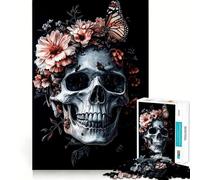 Rompecabezas difícil de Calavera y Flor para Adultos, 1000 Piezas, Juguete de lógica, vínculo Familiar, Corte de precisión, cálida Sorpresa 38x52cm