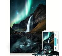 Rompecabezas difícil de Cascada de Auroras boreales para Adultos, 1000 Piezas, estimula la Memoria, Juego Relajante, Corte Premium, (38x26cm)