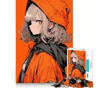 Rompecabezas difícil de Chica Anime Naranja para Adultos, 1000 Piezas, Juego Inteligente para el hogar, Disfruta del Montaje de la Imagen, Regalo Festivo (50x75cm)