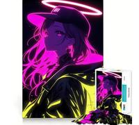 Rompecabezas difícil de Chica Anime neón para Adultos, 1000 Piezas, Think Toy, diversión Tranquila, Corte Limpio, Pieza de Arte Fino (38x26cm)