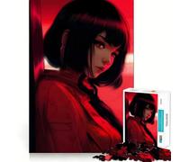 Rompecabezas difícil de Chica Anime roja para Adultos, 1000 Piezas, Rompecabezas Mental, Arte Relajante, (38x26cm)