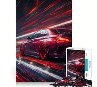 Rompecabezas difícil de Coche Deportivo Rojo con Efecto de desenfoque de Velocidad para Adultos, 1000 Piezas, Juego de Habilidad, Tiempo en Familia, Arte de Corte preciso, Coleccionable (38x52cm)