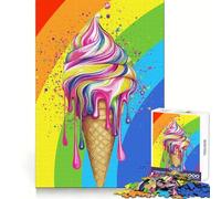 Rompecabezas difícil de Cono de Helado arcoíris para Adultos, 1000 Piezas, Rompecabezas Mental, Arte Relajante, (38x52cm)