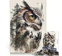 Rompecabezas difícil de Doble exposición de búho para Adultos, 1000 Piezas, Juego Inteligente para el hogar, Disfruta del Montaje de imágenes, Regalo Festivo (38x26cm)